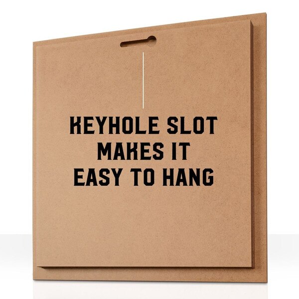 Back of CU Buffs wall sign showing keyhole slot for easy hanging